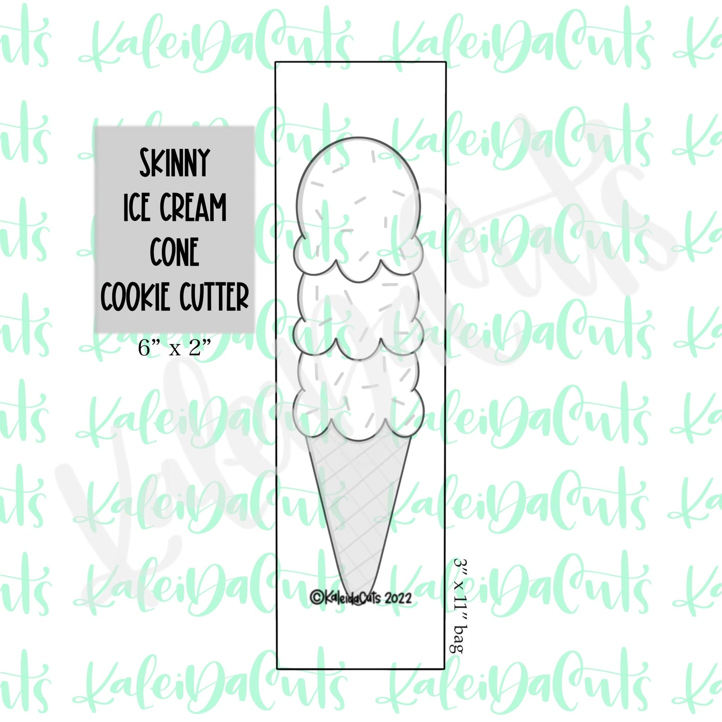 Skinny Ice Cream Cone 6" Cookie Cutter