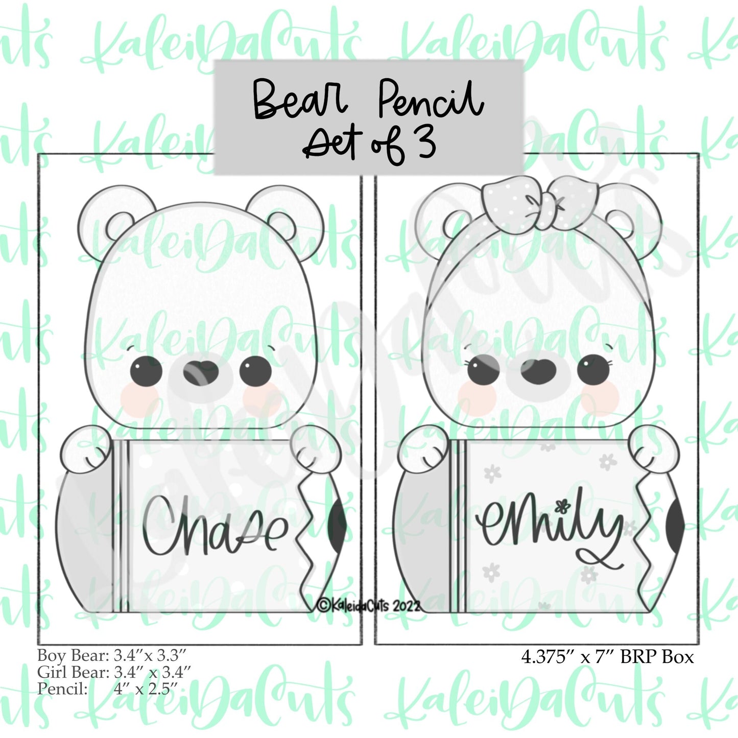 Bear Pencil Set of 3 Cookie Cutters