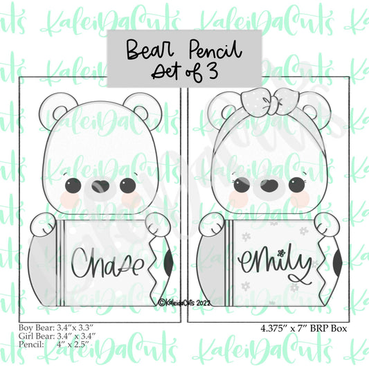 Bear Pencil Set of 3 Cookie Cutters