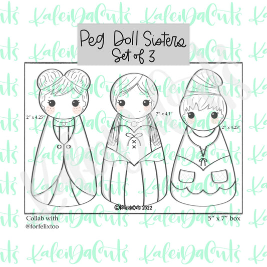 Peg Doll Sisters Set of 3 Cookie Cutters