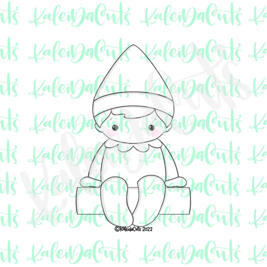 Sitting Elf Boy Solid Plaque Cookie Cutter