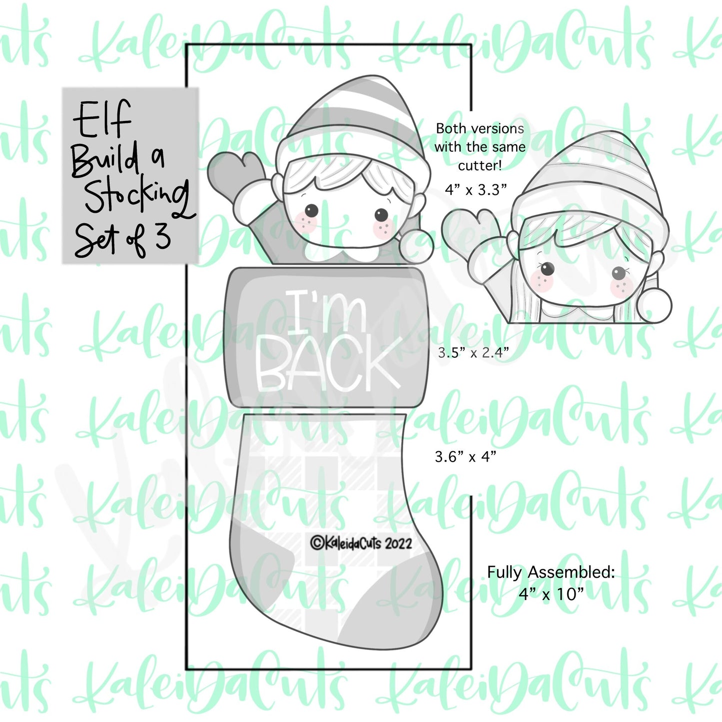 Elf Build a Stocking Set of 3 Cookie Cutters