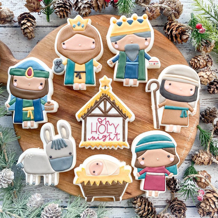 Flour Faith Bakery's Modern Nativity Set of 8 Cookie Cutters