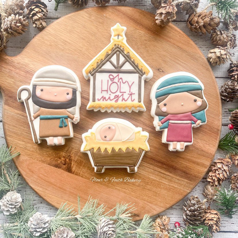 Flour Faith Bakery's Modern Nativity Set of 8 Cookie Cutters