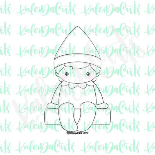 Sitting Elf Girl Solid Plaque Cookie Cutter