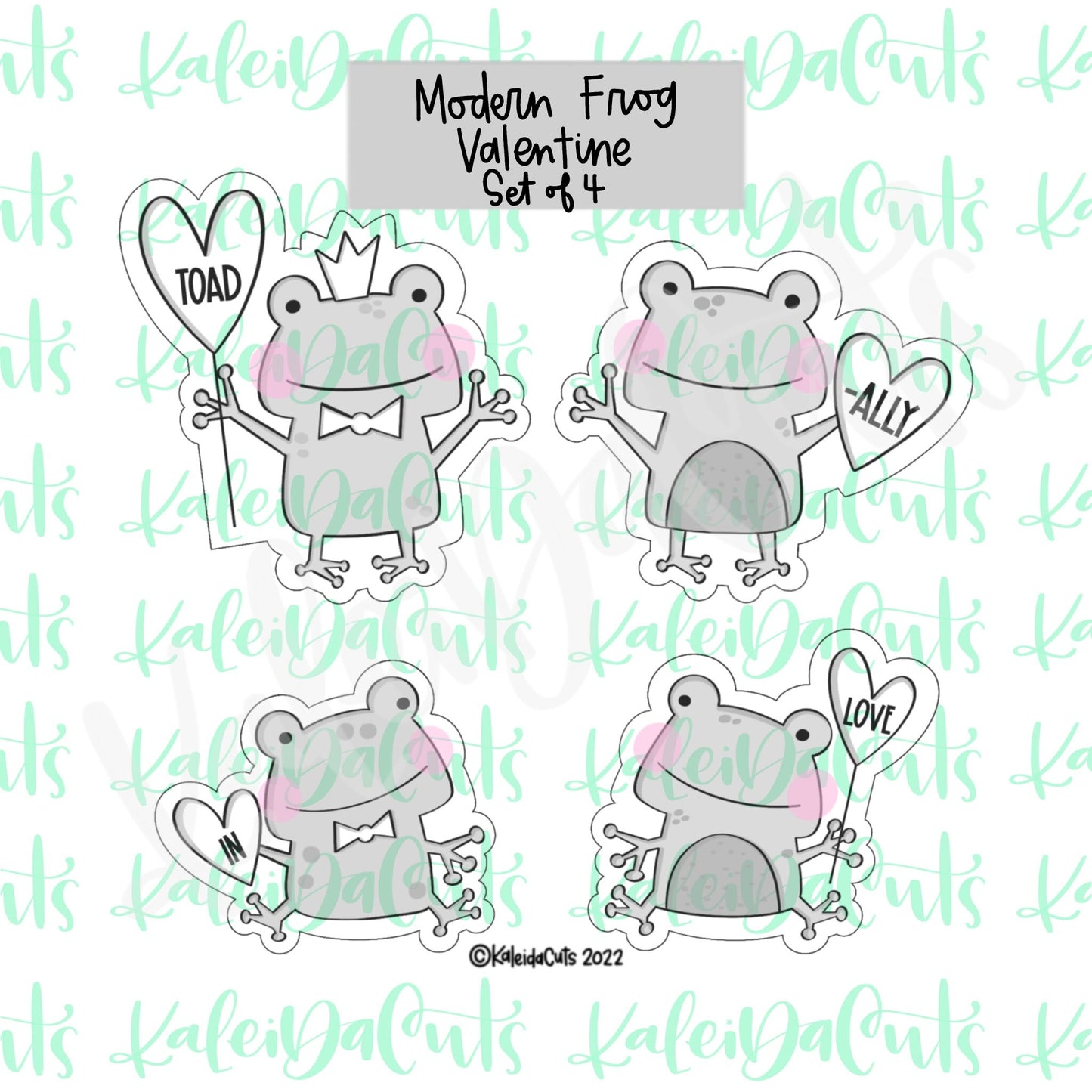 Modern Frog Valentine Set of 4 Cookie Cutters