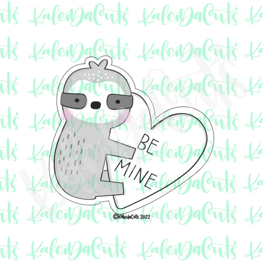 Modern Sloth Heart Plaque Cookie Cutter