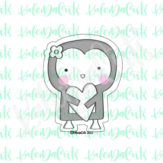 Modern Penguin Flower Bow Cookie Cutter