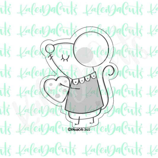 Modern Girl Mouse Valentine Cookie Cutter