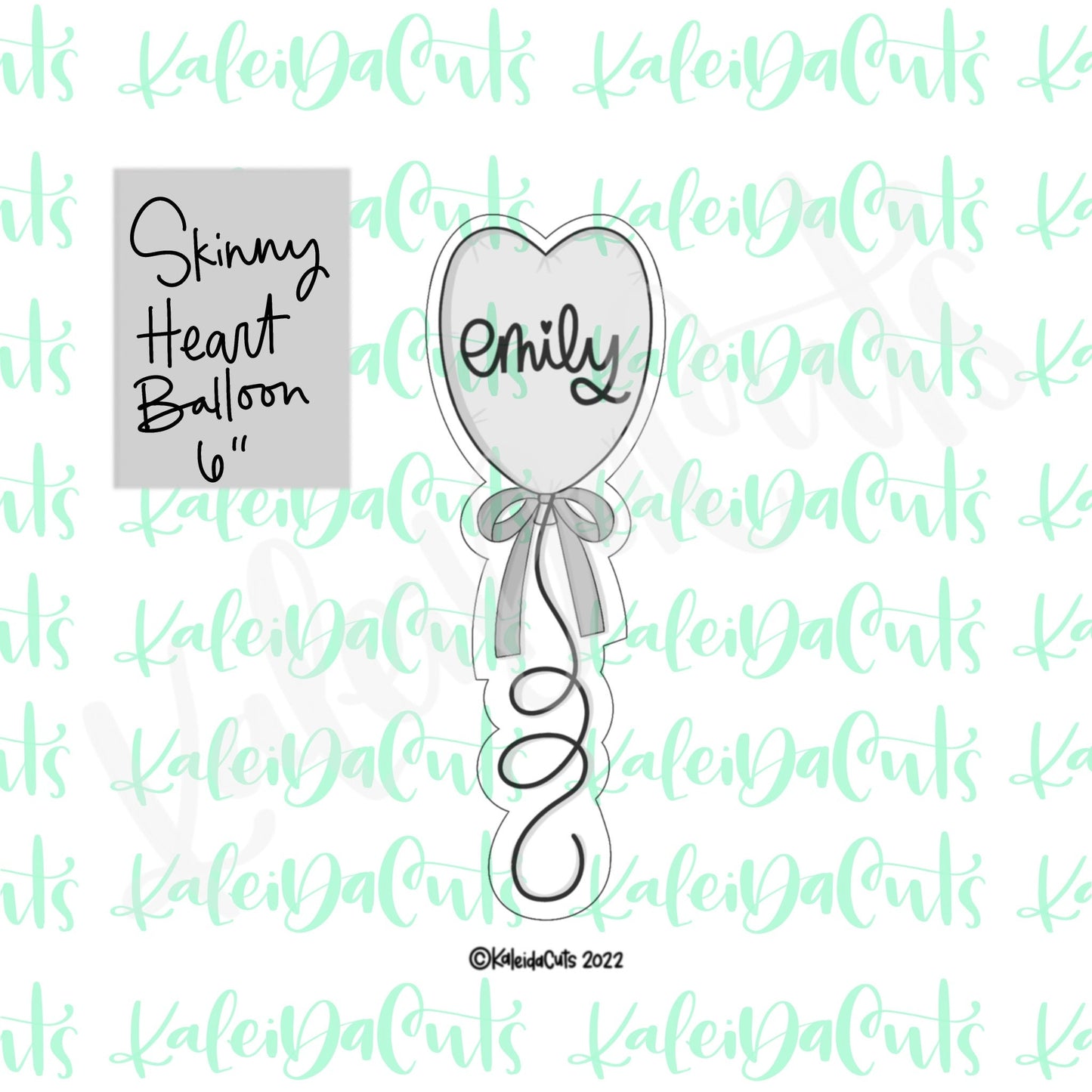 Skinny Heart Balloon Cookie Cutter - 6 inches