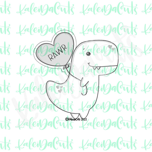 Modern Dino Heart Balloon Cookie Cutter