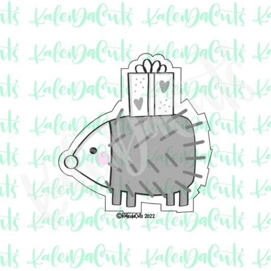 Modern Hedgehog Present Cookie Cutter