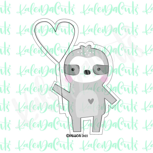Modern Sloth Heart Balloon Cookie Cutter