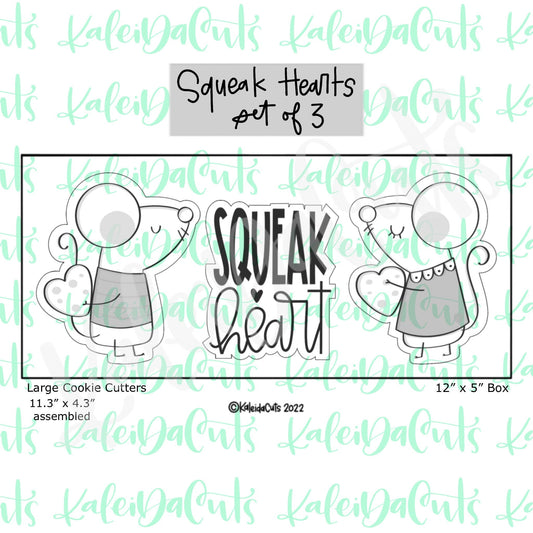 Squeak Hearts Set of 3 Cookie Cutters