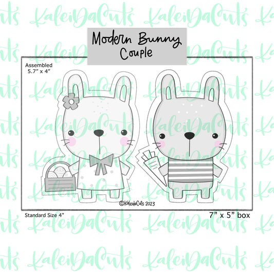 Modern Bunny Couple Cookie Cutters