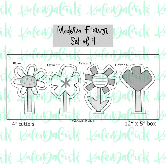 Modern Flower Set of 4 Cookie Cutters