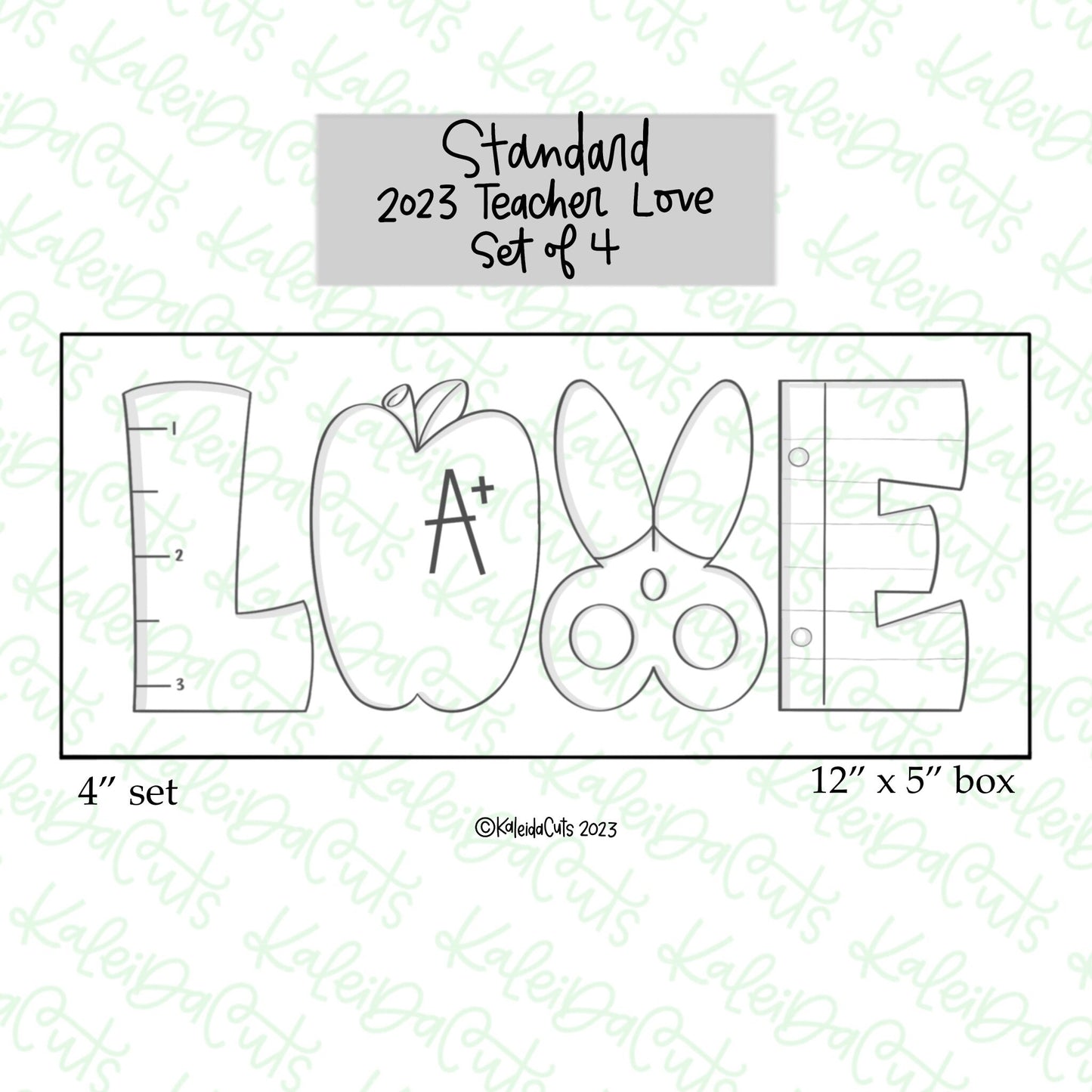 2023 Teacher Love Set of 4 Cookie Cutters