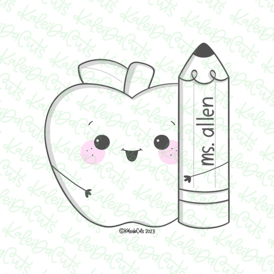 Apple Pencil Kid Cookie Cutter