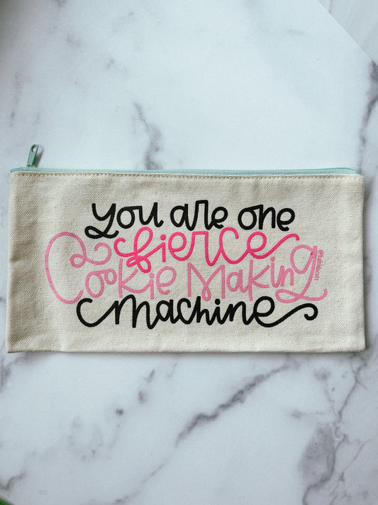 One Fierce Cookie Machine Canvas Zippered Bag